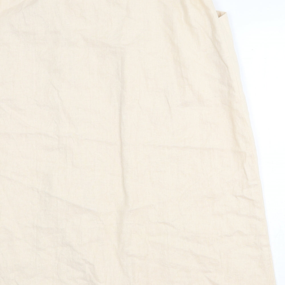 ASOS Womens Beige Linen Wrap Skirt Size 10 Button
