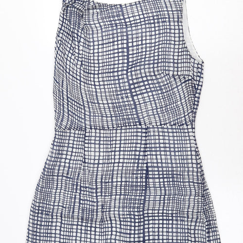 Great Plains Womens Blue Geometric Polyester Pencil Dress Size L Halter Zip