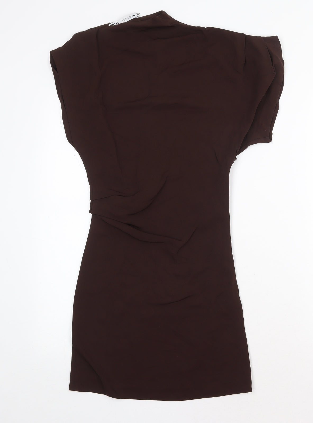Zara Womens Brown Viscose Mini Size XS Round Neck Zip