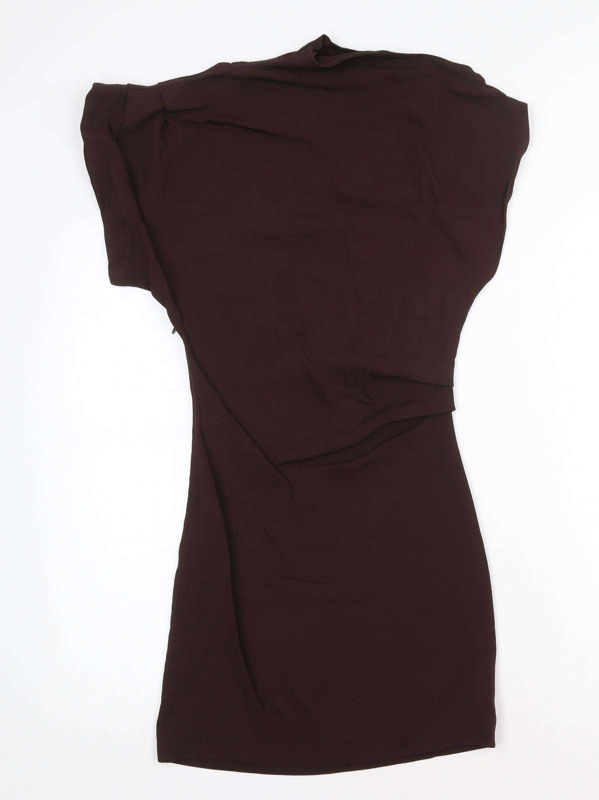 Zara Womens Brown Viscose Mini Size XS Round Neck Zip
