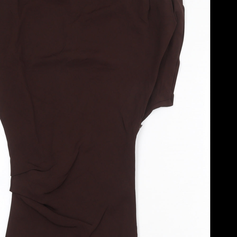Zara Womens Brown Viscose Mini Size XS Round Neck Zip