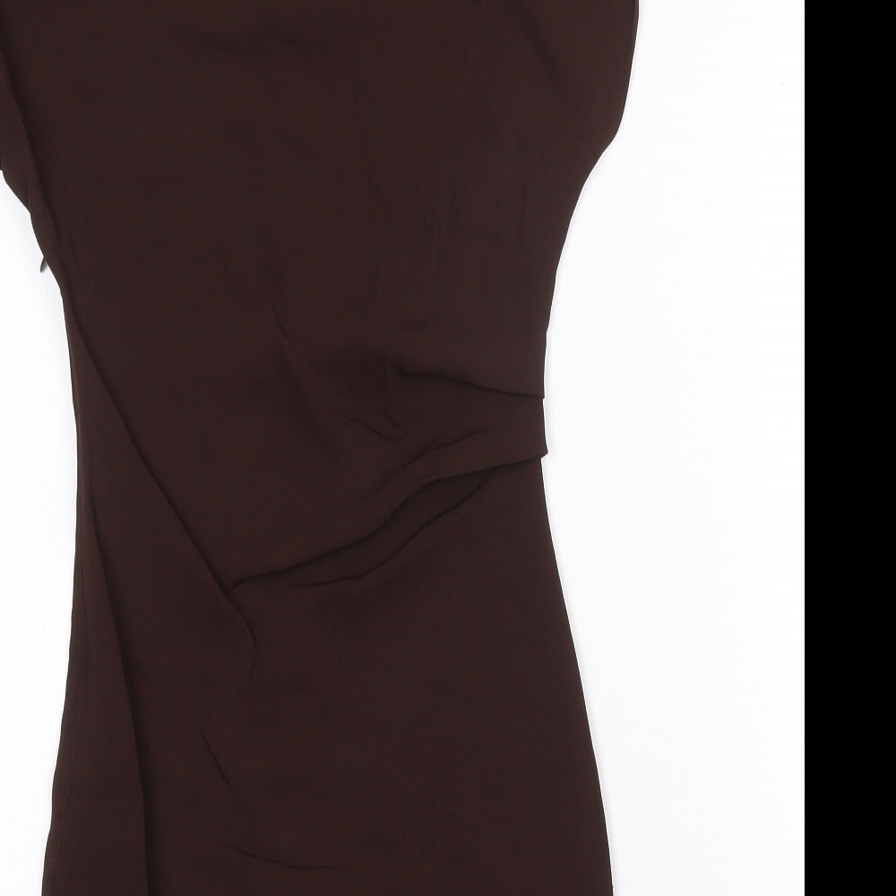 Zara Womens Brown Viscose Mini Size XS Round Neck Zip