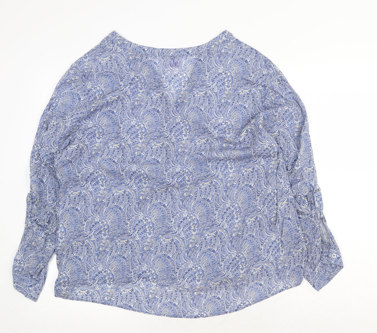 Lloyd's Womens Blue Geometric Polyester Basic Blouse Size XL V-Neck