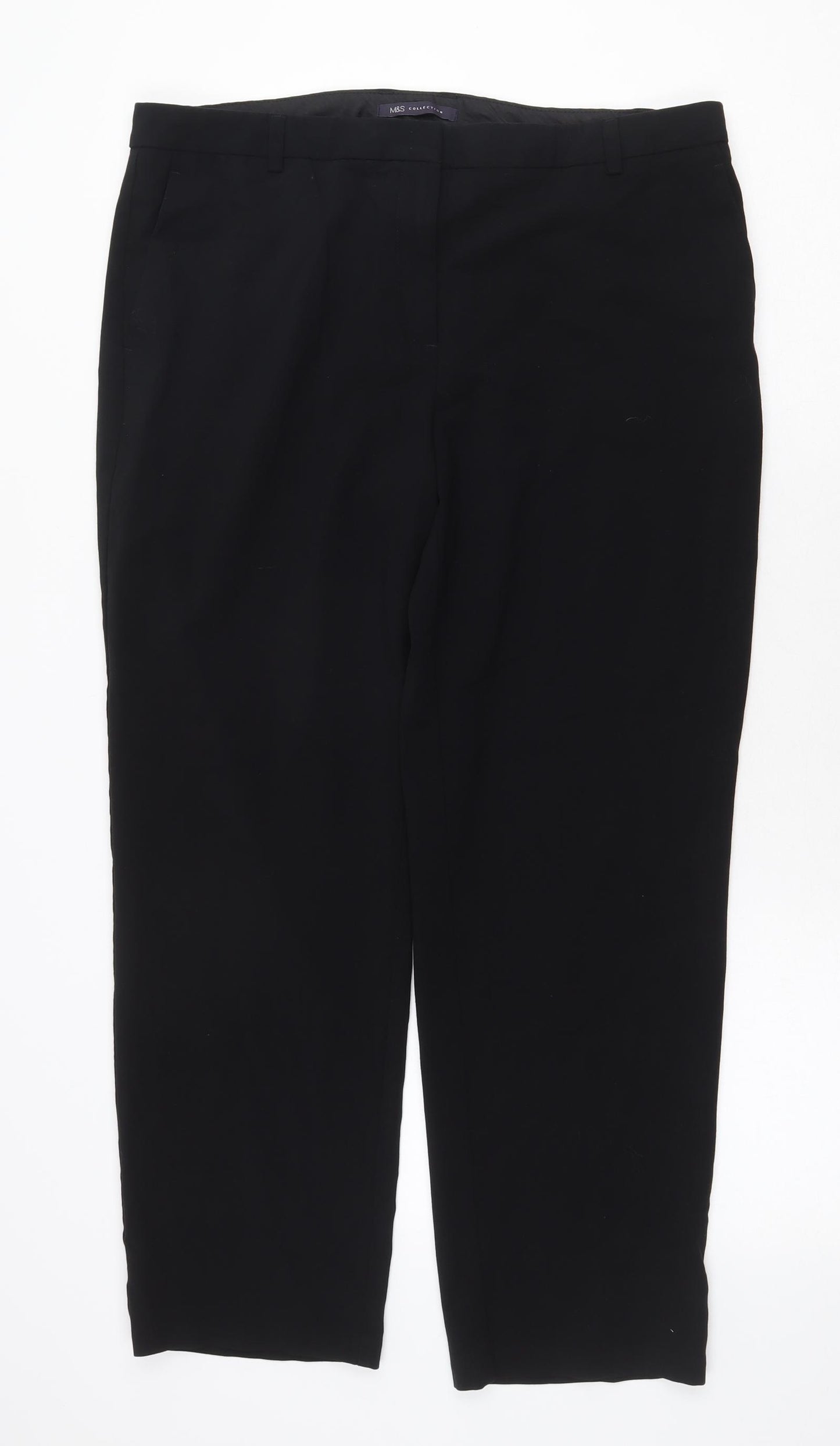 Marks and Spencer Womens Black Polyester Trousers Size 16 Regular Zip