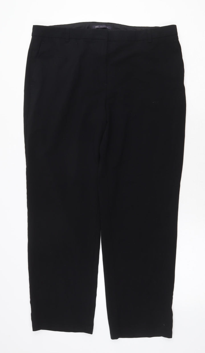 Marks and Spencer Womens Black Polyester Trousers Size 16 Regular Zip