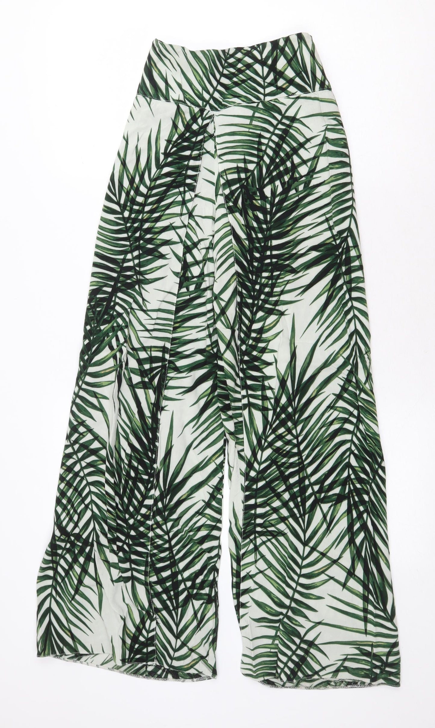 Apricot Womens Green Geometric Viscose Trousers Size 8 Regular