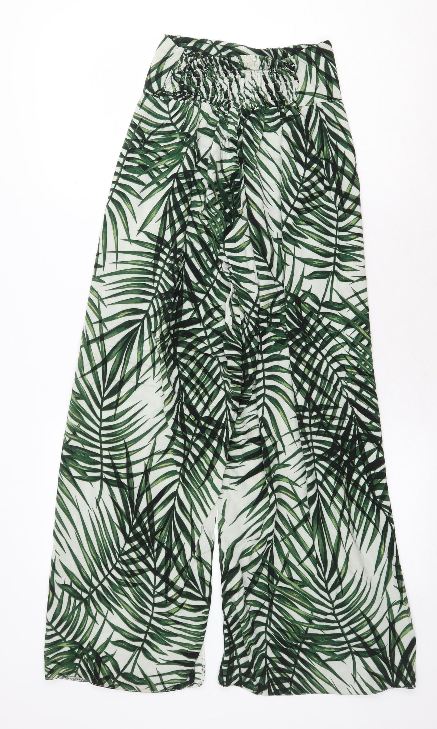 Apricot Womens Green Geometric Viscose Trousers Size 8 Regular
