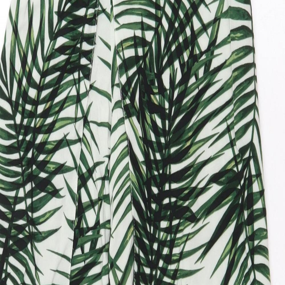 Apricot Womens Green Geometric Viscose Trousers Size 8 Regular