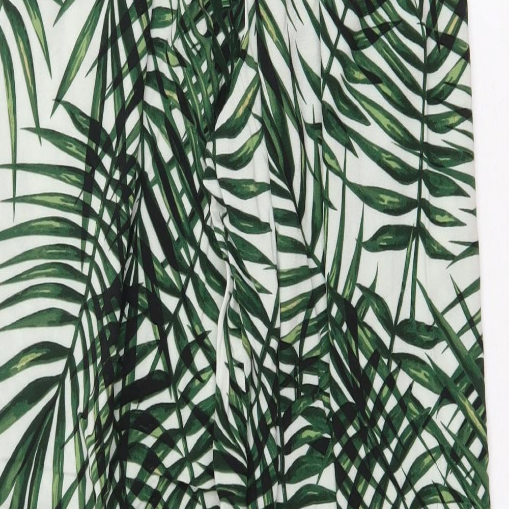 Apricot Womens Green Geometric Viscose Trousers Size 8 Regular