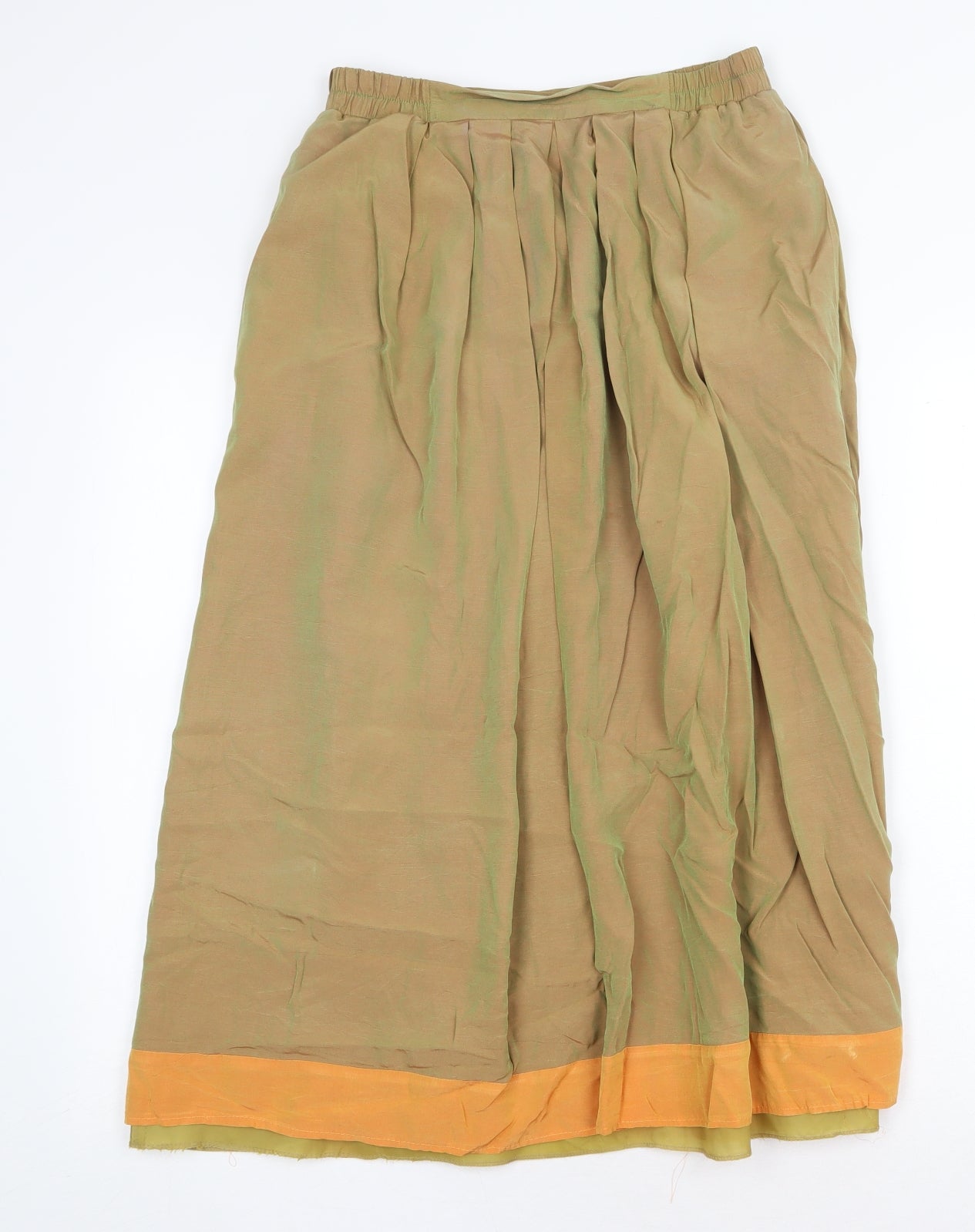 Preworn Womens Green Acetate Peasant Skirt Size 30 Zip