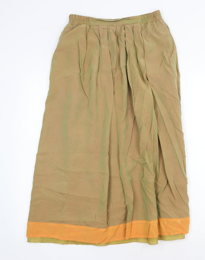 Preworn Womens Green Acetate Peasant Skirt Size 30 Zip