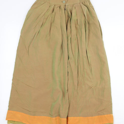 Preworn Womens Green Acetate Peasant Skirt Size 30 Zip