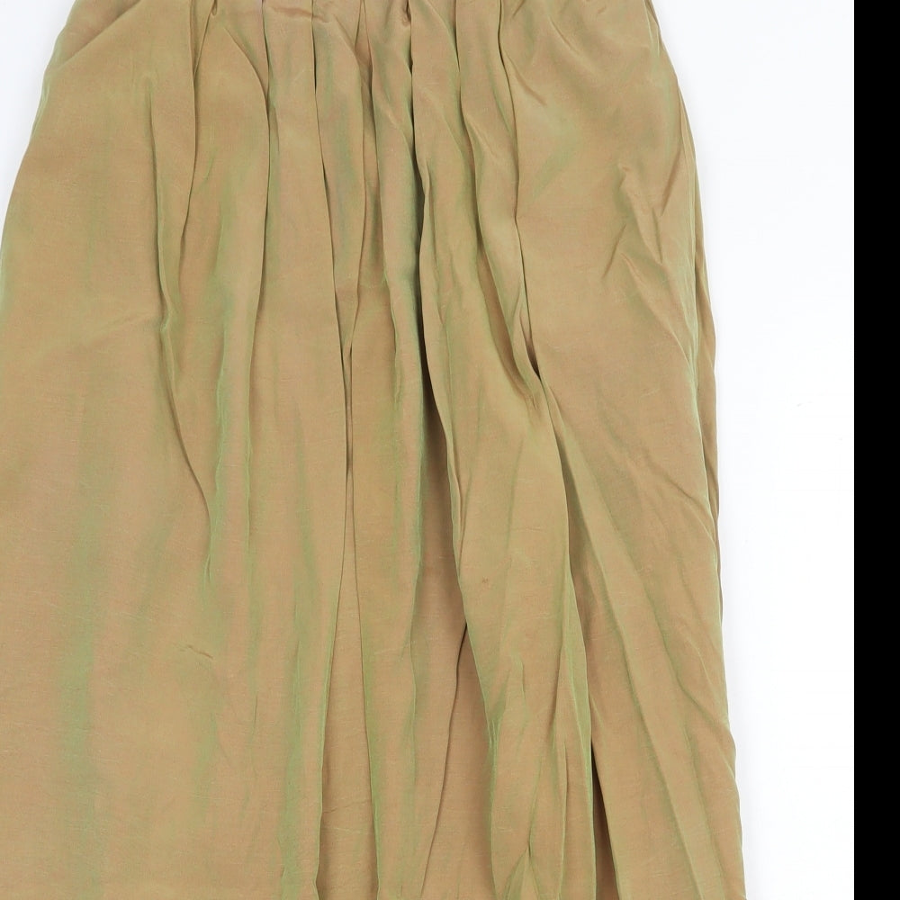 Preworn Womens Green Acetate Peasant Skirt Size 30 Zip