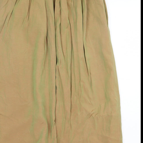 Preworn Womens Green Acetate Peasant Skirt Size 30 Zip