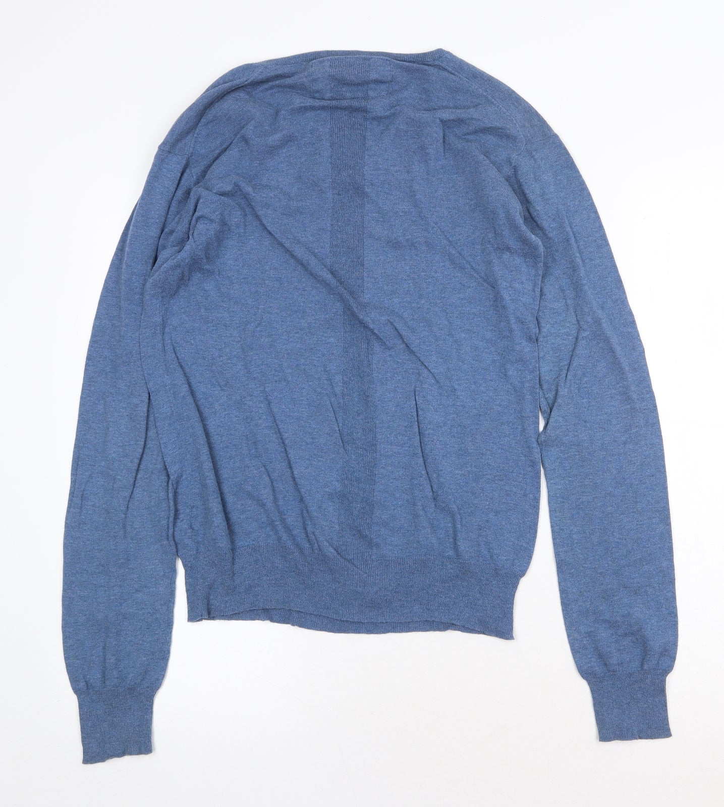 Atlantis Spitalfields Mens Blue V-Neck Cotton Pullover Jumper Size M Long Sleeve
