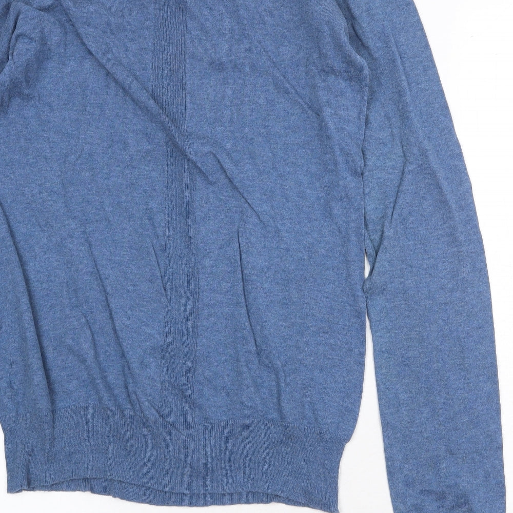 Atlantis Spitalfields Mens Blue V-Neck Cotton Pullover Jumper Size M Long Sleeve