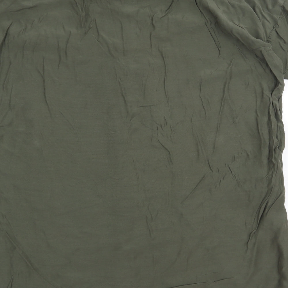 Stockholm Atelier Womens Green Viscose Basic Button-Up Size 12 Round Neck