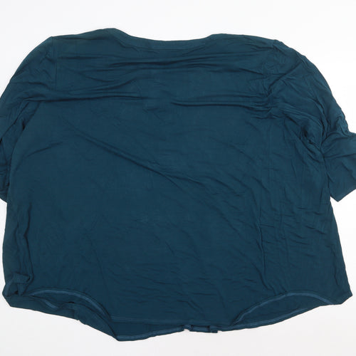 Preworn Womens Green Viscose Basic Blouse Size 30 V-Neck