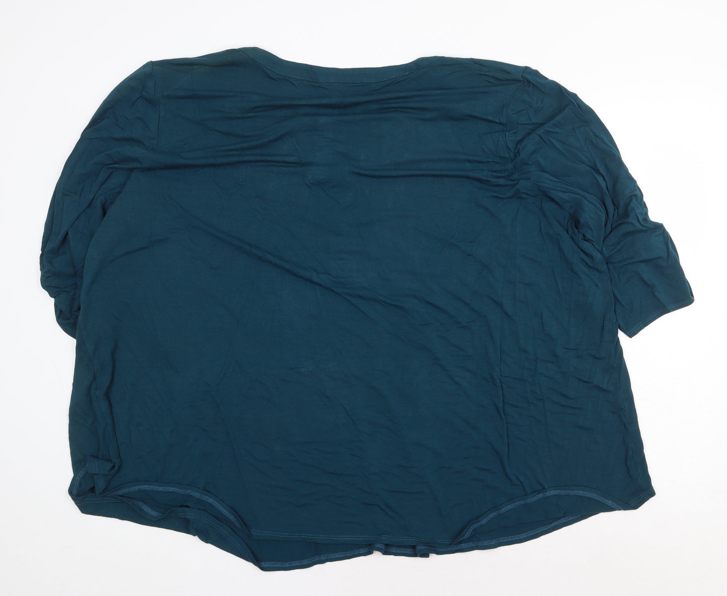 Preworn Womens Green Viscose Basic Blouse Size 30 V-Neck