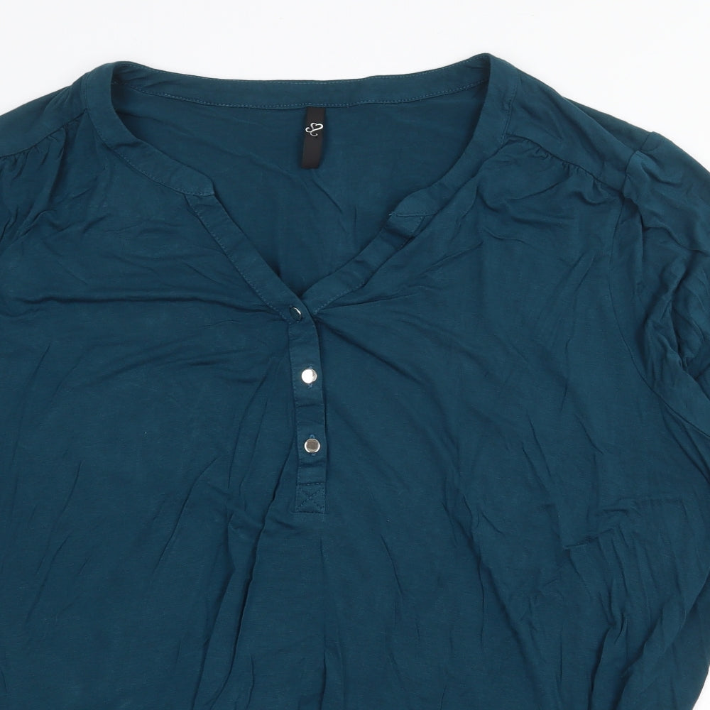 Preworn Womens Green Viscose Basic Blouse Size 30 V-Neck