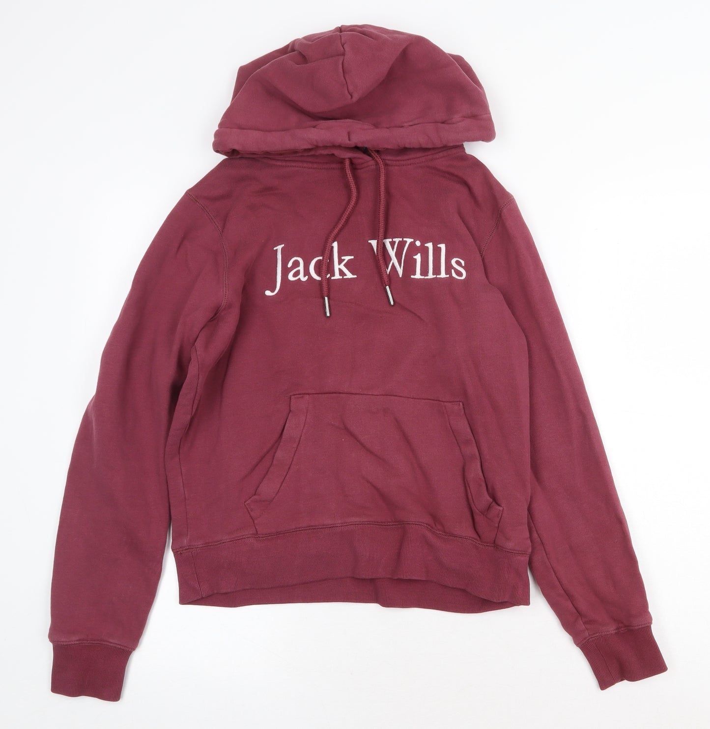 Jack Wills Womens Red Cotton Pullover Hoodie Size 10 Pullover