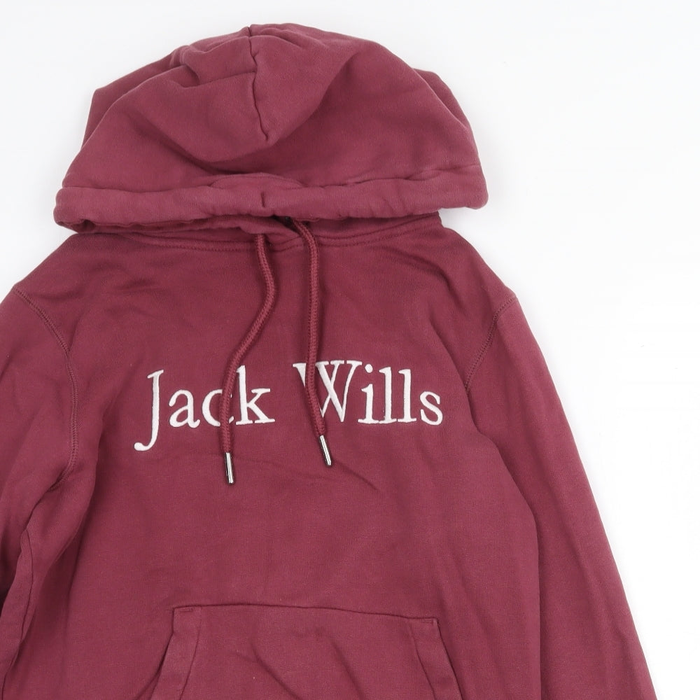 Jack Wills Womens Red Cotton Pullover Hoodie Size 10 Pullover