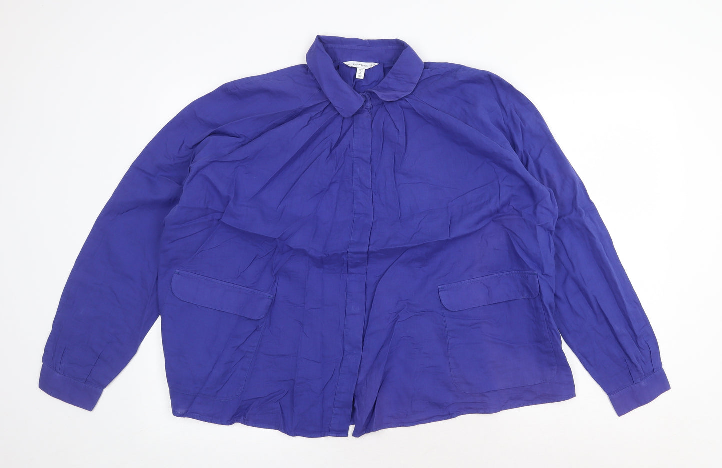 & Other Stories Womens Purple 100% Cotton Basic Button-Up Size 14 Collared