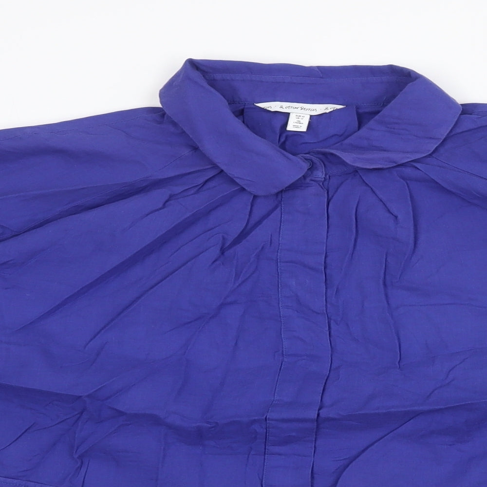 & Other Stories Womens Purple 100% Cotton Basic Button-Up Size 14 Collared