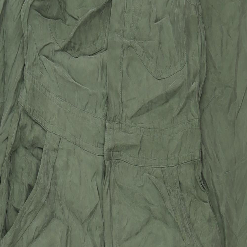 Superdry Womens Green Cupro Jumpsuit One-Piece Size 8 Button