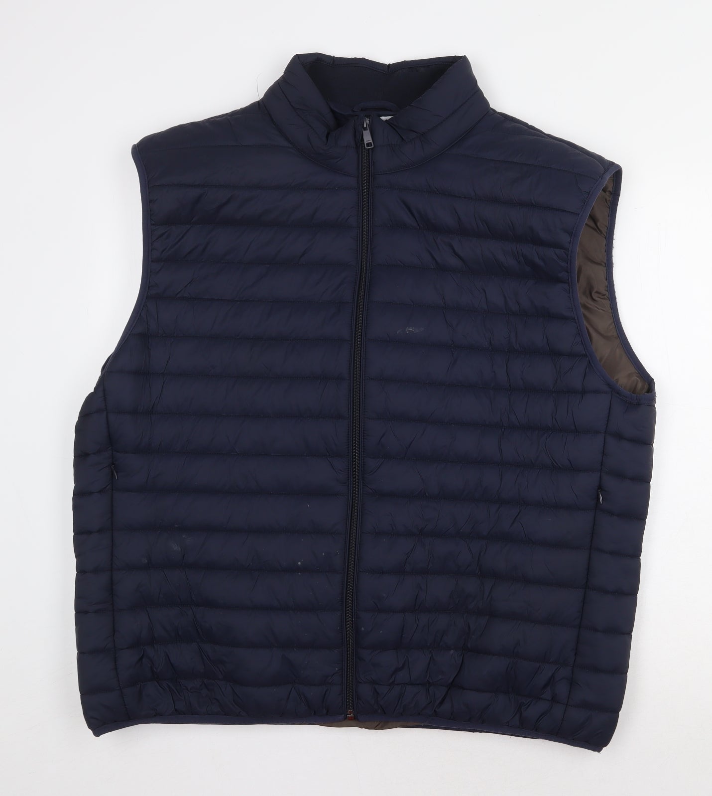 Zara Mens Blue Quilted Waistcoat Size 2XL Zip
