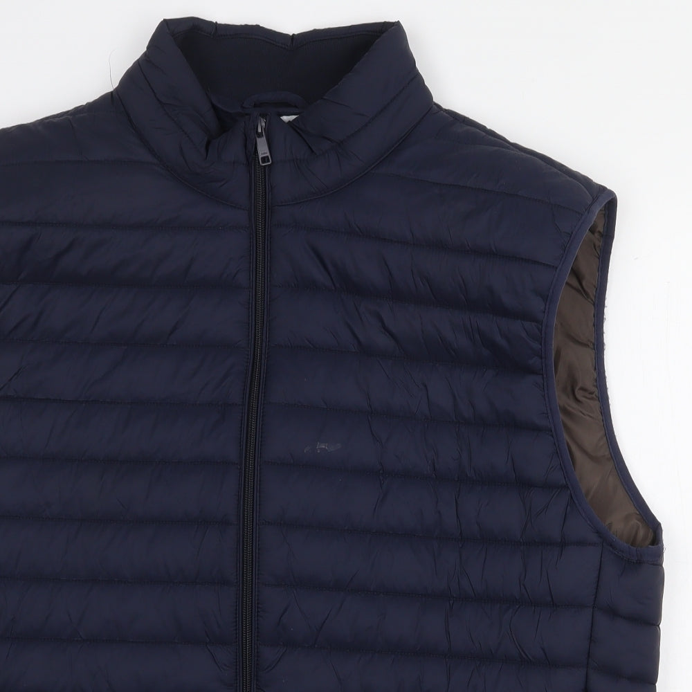 Zara Mens Blue Quilted Waistcoat Size 2XL Zip