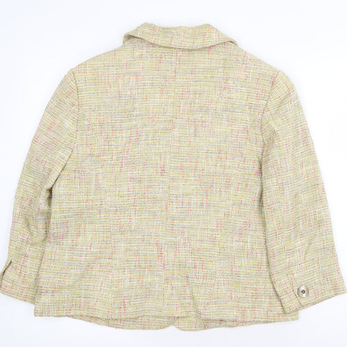 Viyella Womens Yellow Geometric Jacket Blazer Size 12 Button