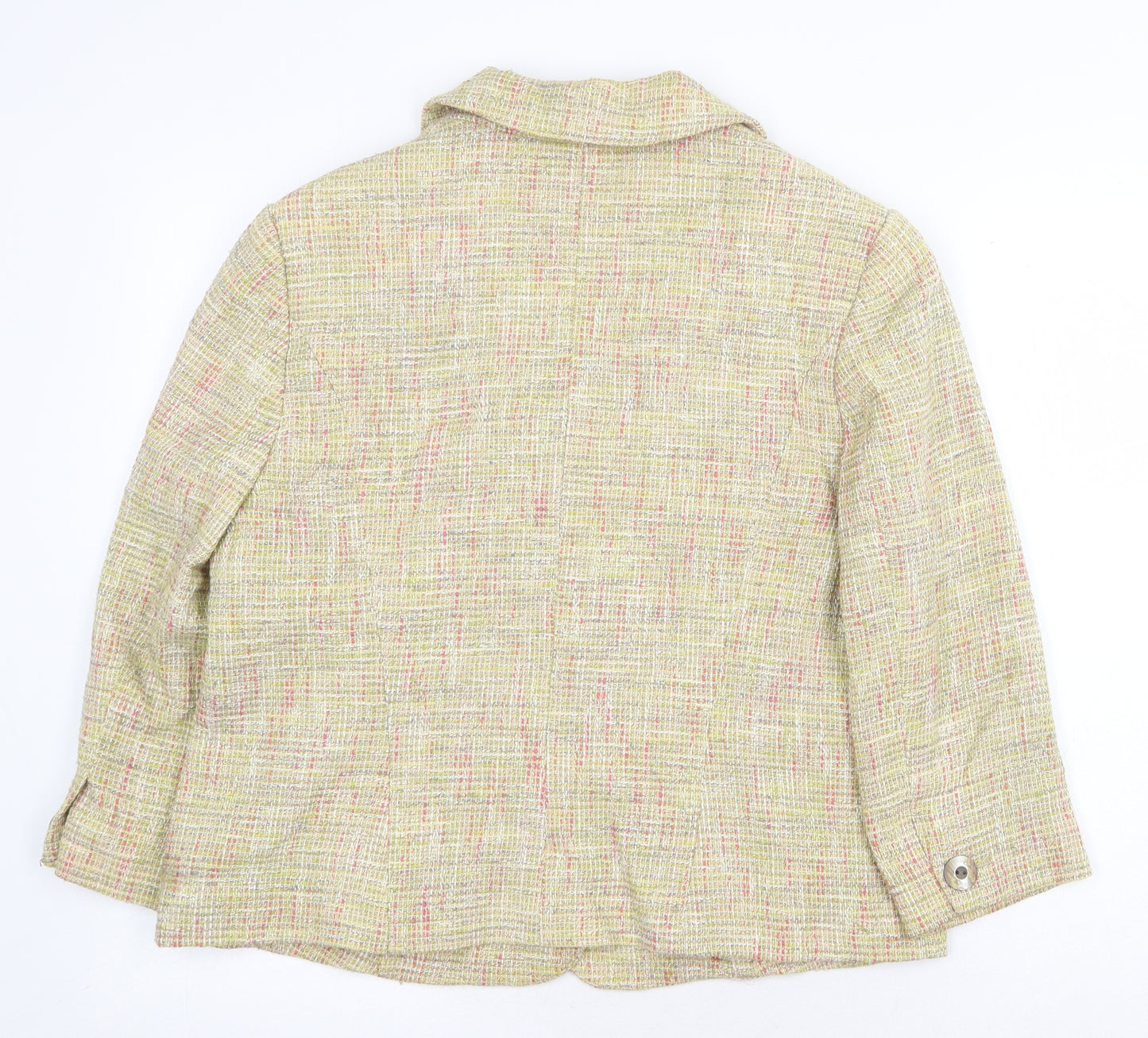 Viyella Womens Yellow Geometric Jacket Blazer Size 12 Button