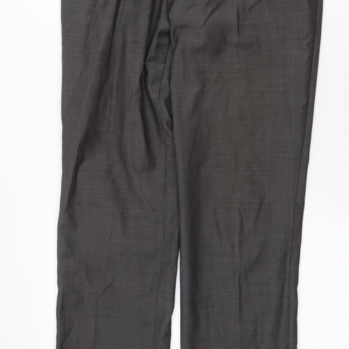 Preworn Womens Grey Polyester Trousers Size 32 in Regular Zip