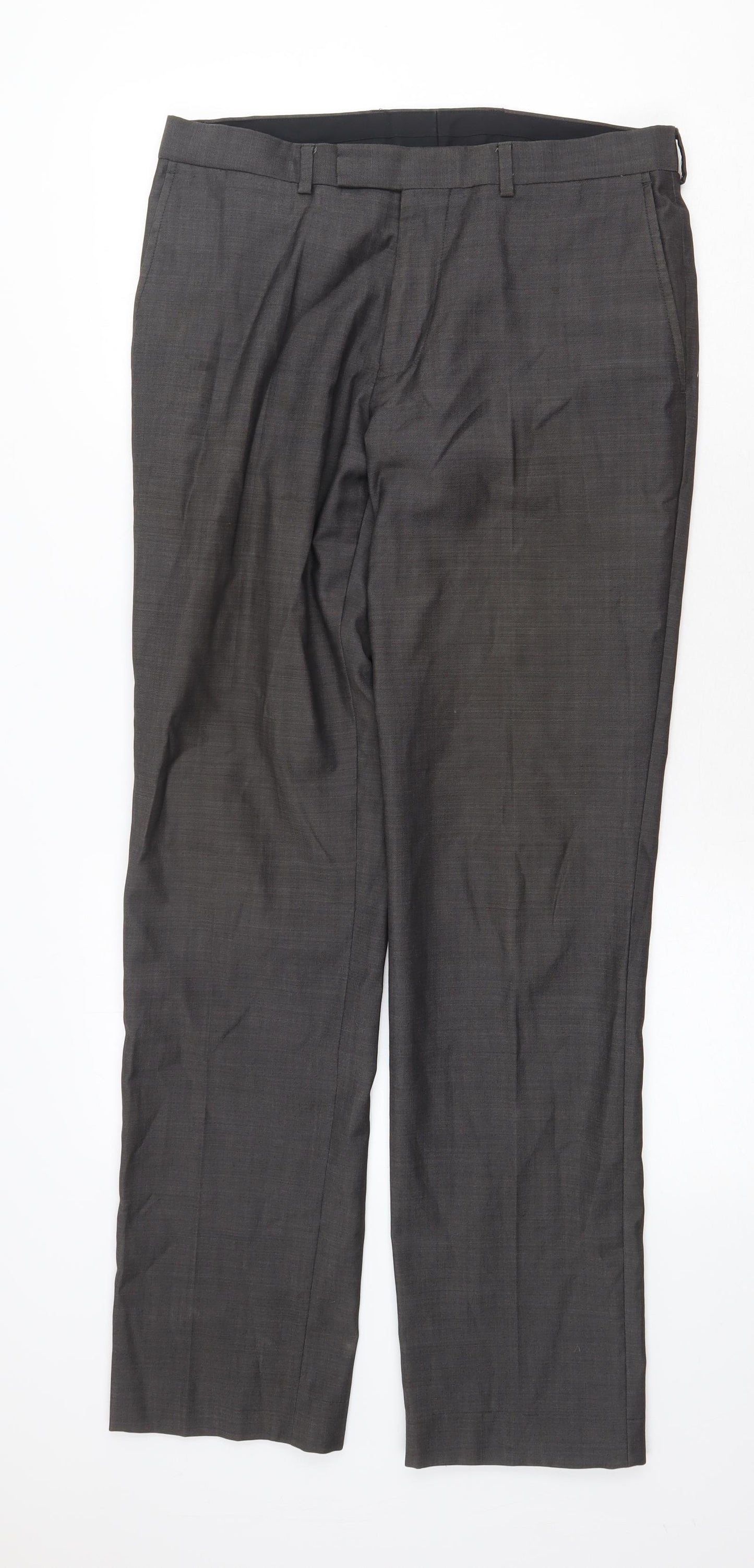 Preworn Womens Grey Polyester Trousers Size 32 in Regular Zip