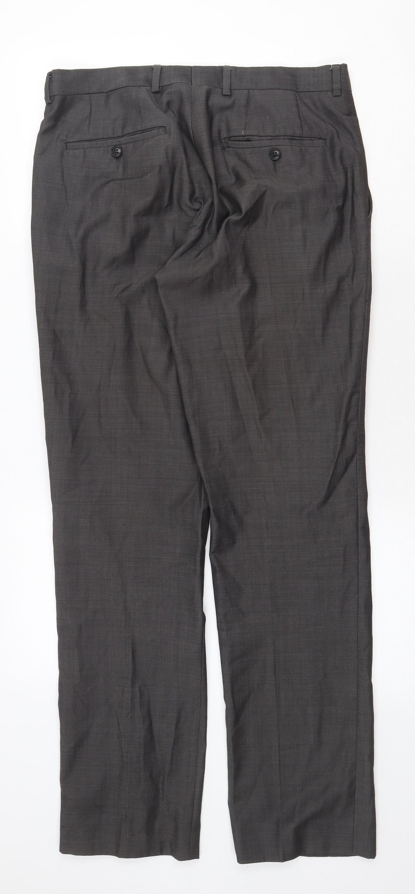 Preworn Womens Grey Polyester Trousers Size 32 in Regular Zip