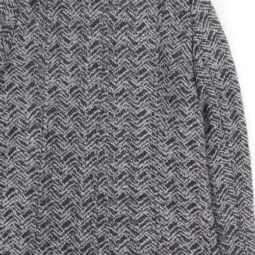 EWM Womens Grey Geometric Overcoat Coat Size 14 Button