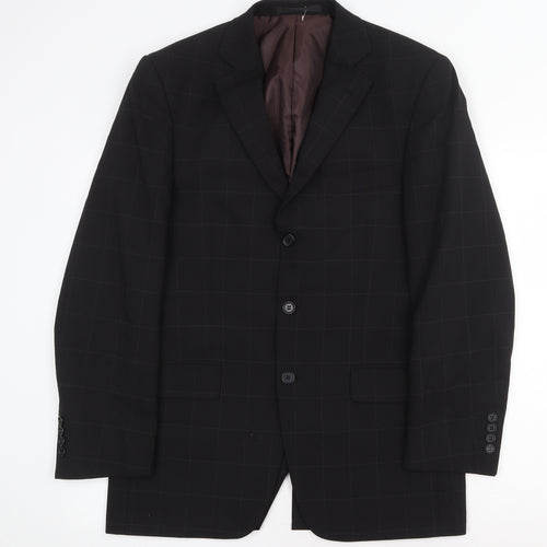 Marks and Spencer Mens Black Check Polyester Jacket Suit Jacket Size 38 Regular