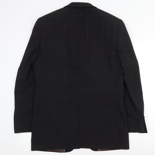 Marks and Spencer Mens Black Check Polyester Jacket Suit Jacket Size 38 Regular