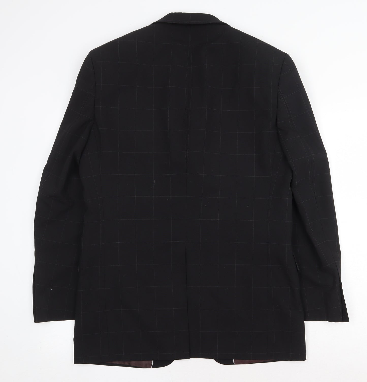 Marks and Spencer Mens Black Check Polyester Jacket Suit Jacket Size 38 Regular
