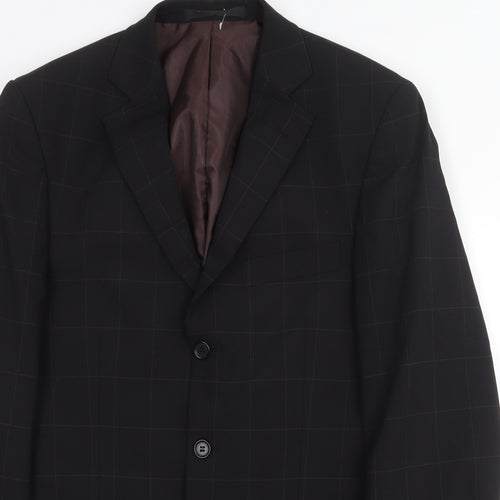 Marks and Spencer Mens Black Check Polyester Jacket Suit Jacket Size 38 Regular
