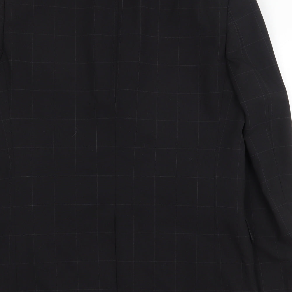 Marks and Spencer Mens Black Check Polyester Jacket Suit Jacket Size 38 Regular