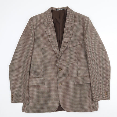 Terylene Mens Brown Geometric Polyester Jacket Blazer Size 42 Regular