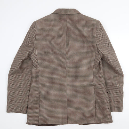 Terylene Mens Brown Geometric Polyester Jacket Blazer Size 42 Regular