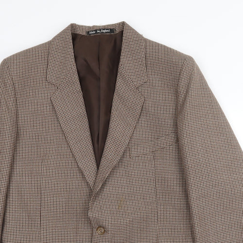 Terylene Mens Brown Geometric Polyester Jacket Blazer Size 42 Regular