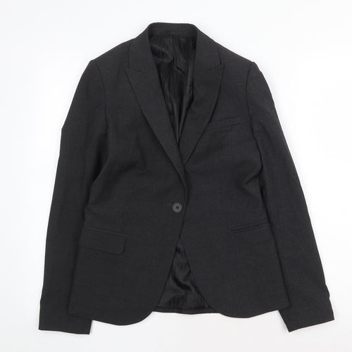 Preworn Womens Grey Jacket Blazer Size 10 Button