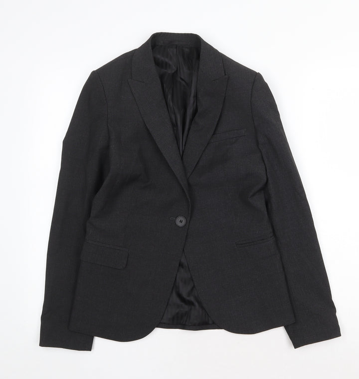 Preworn Womens Grey Jacket Blazer Size 10 Button