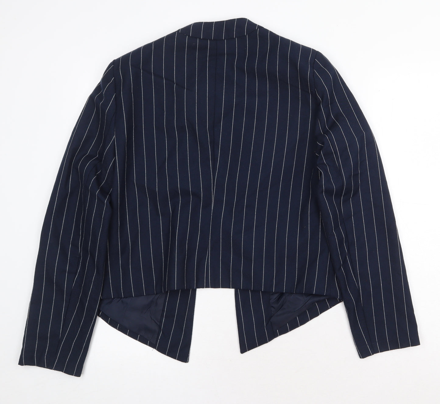 FOREVER 21 Womens Blue Striped Jacket Blazer Size L