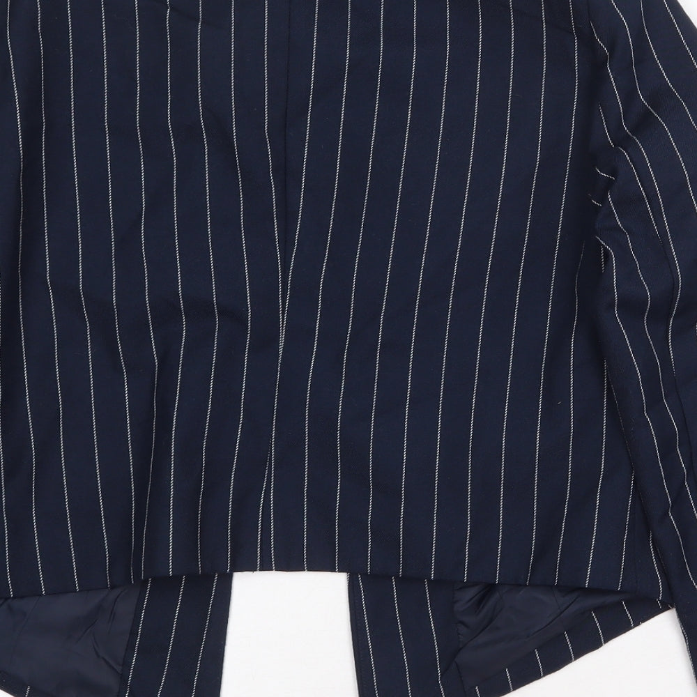 FOREVER 21 Womens Blue Striped Jacket Blazer Size L