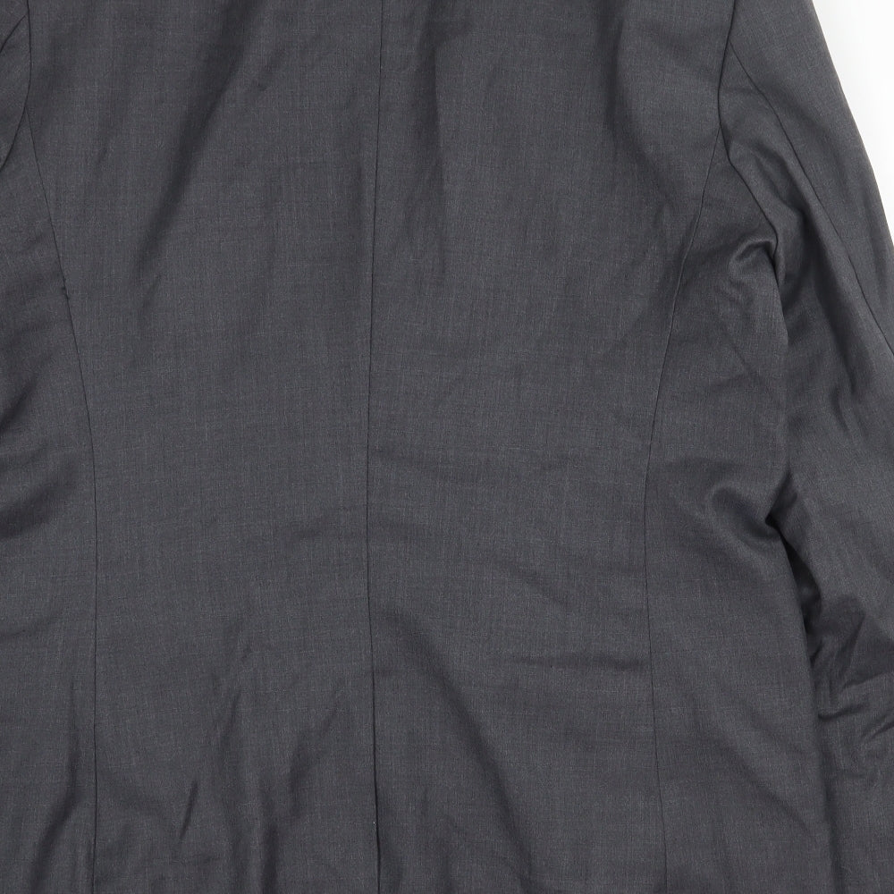Preworn Mens Grey Polyester Jacket Blazer Size 40 Regular